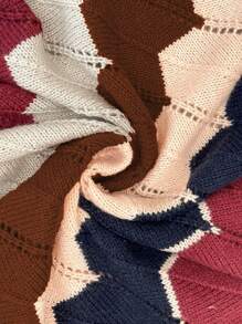 SHEIN LUNE 大码正面纽扣长袖条纹简约休闲衬衫 - 彩色 - 查看 8