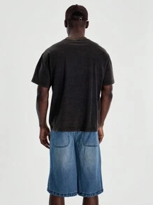 Musero Short Sleeve Crew Neck Graphic "SOCIETY" Print Tshirt Top Spring Summer Essentials - Black - View 3