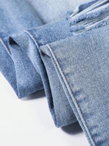 Manfinity Homme Quần Jeans Skinny Jeans Xanh Nhạt Cỡ Lớn Cho Nam, Quần Jeans Rách Trơn Ôm Vừa Vặn Dài Màu Xanh Navy, Dành Cho Chồng, Quà Tặng Bạn Trai - Rửa nhẹ - Xem 7
