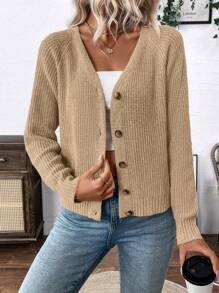 EMERY ROSE V 领开衫毛衣，女士宽松休闲简约开衫，可作为外套