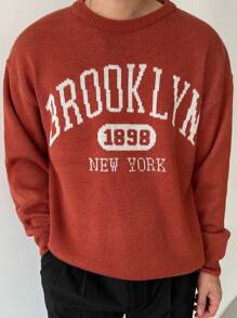 DAZY Pull décontracté à imprimé lettres pour hommes, vêtements d'automne