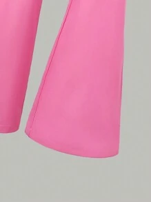 Conjunto de blusa e calças largas com decote assimétrico estiloso para meninas 2024
