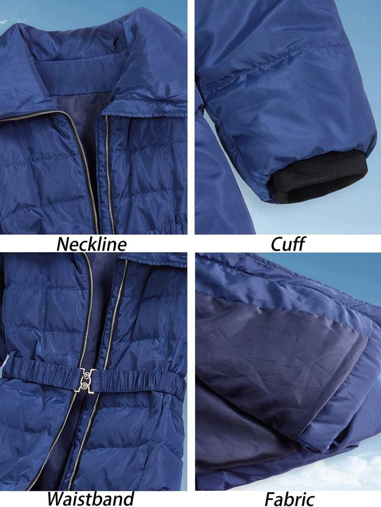 Plus Size Winter Clothes For Women Zip Up Hooded Coats For Women Front Zipper Long Sleeve Solid Color Patchwork Simple Casual Down& Feathers Jacket