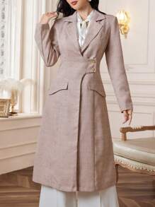 Modelyn Áo khoác nữ tay dài ve trơn màu thanh lịch - Hồng - Xem 1