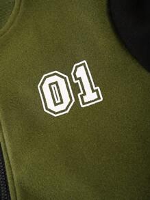 SHEIN Jaket Resleting Streetwear Anak Laki-Laki Remaja dengan Motif Huruf Blok Warna - MultiWarna - View 5