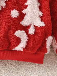 Baby Boy Family Matching Christmas Sweatshirt, Casual Santa Claus, Reindeer, Snowflake & Christmas Tree Allover Print Long Sleeve Pullover, Holiday Family Outfit - Red - View 6