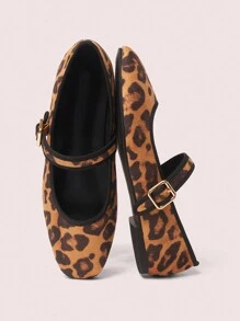 CUCCOO DOLLMOD Bailarinas de mujer con estampado de leopardo, aptas para todas las temporadas y el Año Nuevo - Marrón - Ver 2