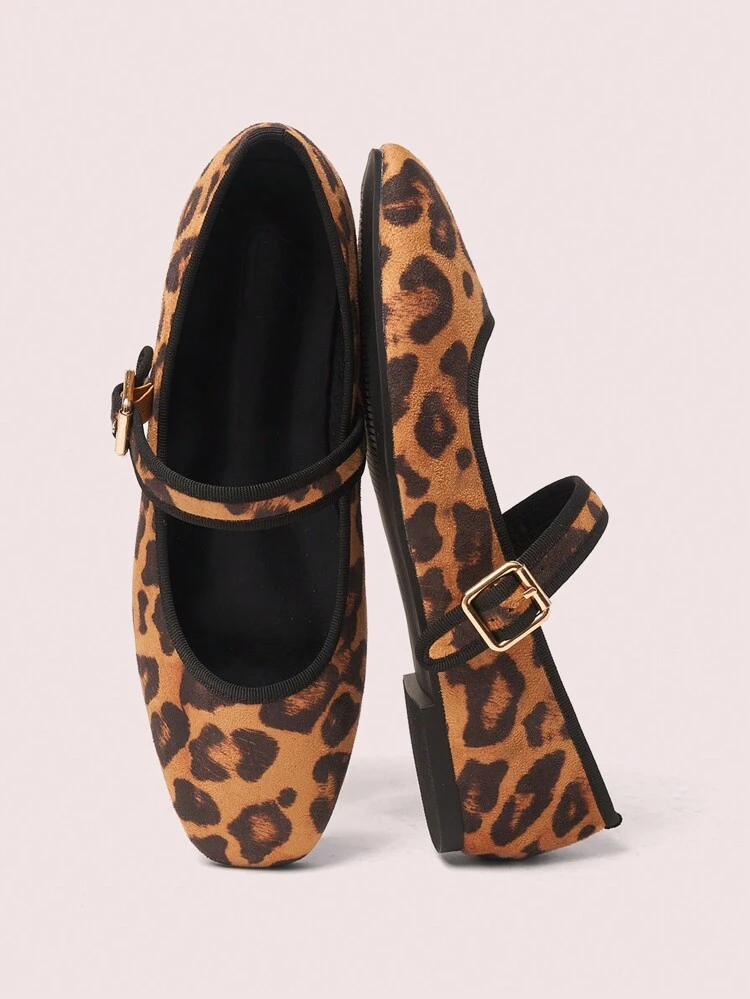 CUCCOO DOLLMOD Women's Leopard Print Flat Ballet Flats, Suitable For All Seasons New Year Holiday