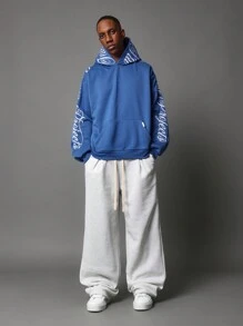 SUMWON sweat-shirt à capuche ample écrit à la calligraphie, essentiel pour l'hiver, l'automne et les vacances, style décontracté streetwear