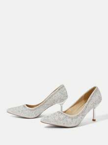 CUCCOO HITCHD Giày cao gót mũi nhọn thanh lịch đa năng thời trang nữ - Bạc - Xem 6