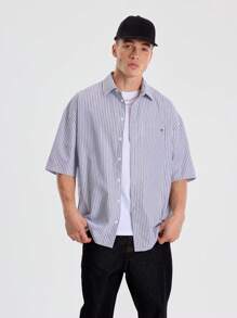 Musero Pinstrip Button Up Short Sleeve Shirt