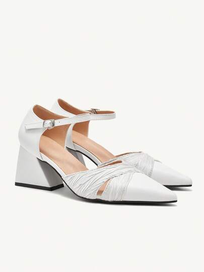 CUCCOO CHICEST 2024 New Black Pointed Toe Mid Heel Loafers For Women, Retro & Versatile, European Size, Plus Size