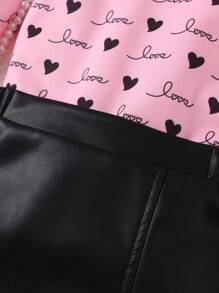 女童可爱数码印花仿皮套装，秋冬款