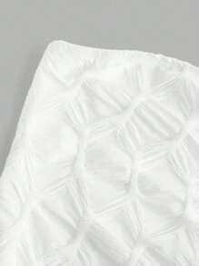 SHEIN EZwear Parte superior tipo tubo de verano para mujer con cordón y plisado asimétrico, de unicolor y textura - Blanco - Ver 4