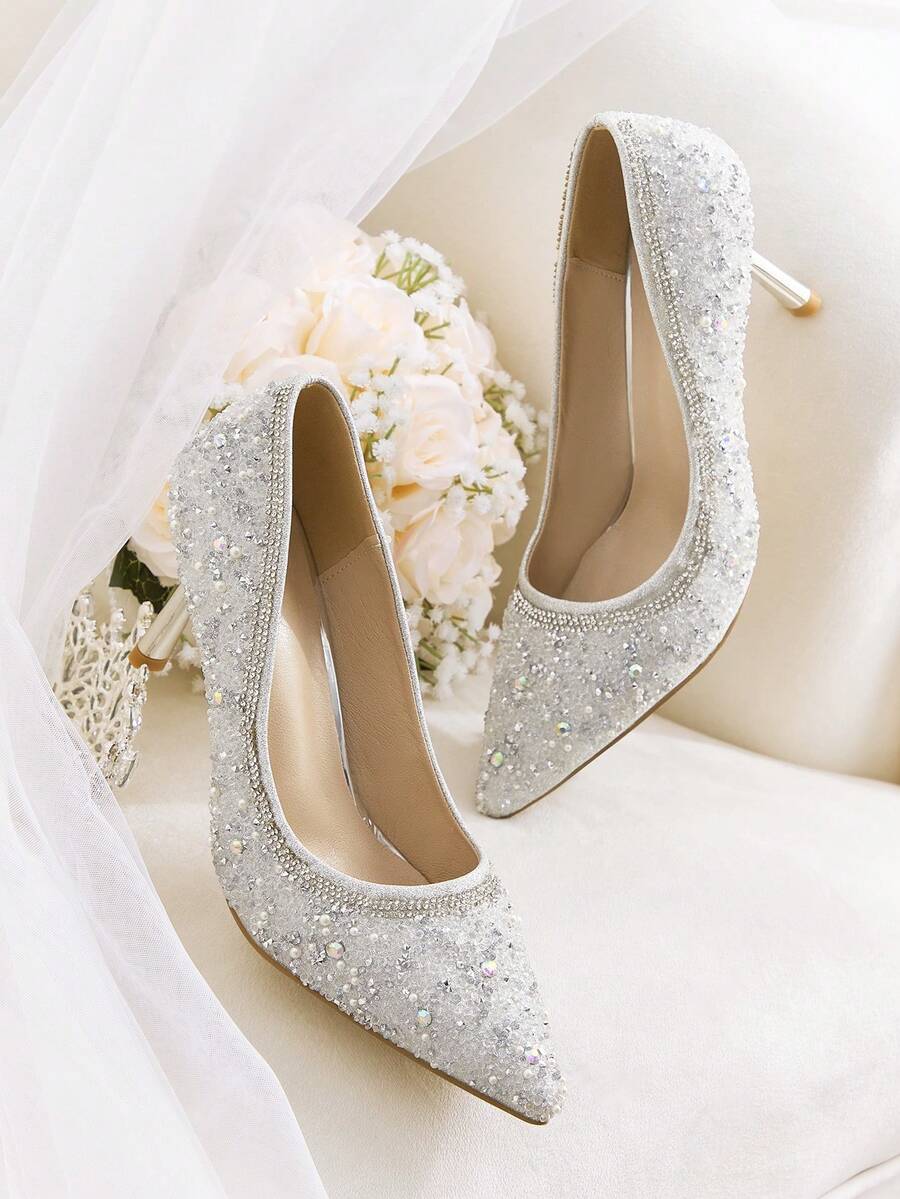 CUCCOO HITCHD Giày cao gót mũi nhọn thanh lịch đa năng thời trang nữ - Bạc - Xem 1