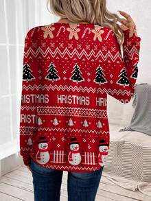 SHEIN LUNE 1 件女式圣诞元素长袖 T 恤，适合秋冬季 - 彩色 - 查看 2