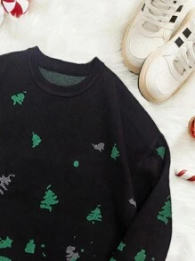 Manfinity Roghcode Men's Christmas Round Neck Long Sleeve Patterned Simple Knit Graphic Colorful Pullover Sweater, Casual Daily, For Party, Friends - Multicolor - View 3