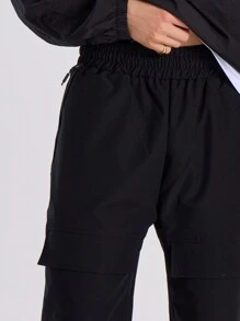 Musero Men Drawstring Utility Cargo Trousers - Black - View 5