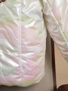 PrepCrw 适合秋冬季的年轻女孩拉链修身夹克，学院风米色 - 米色 - 查看 5