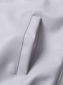 Manfinity Homme Men Front Zip Up Long Sleeve Jacket, Casual Daily Wear - Light Grey - View 6