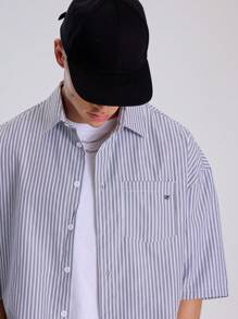 Musero Pinstrip Button Up Short Sleeve Shirt