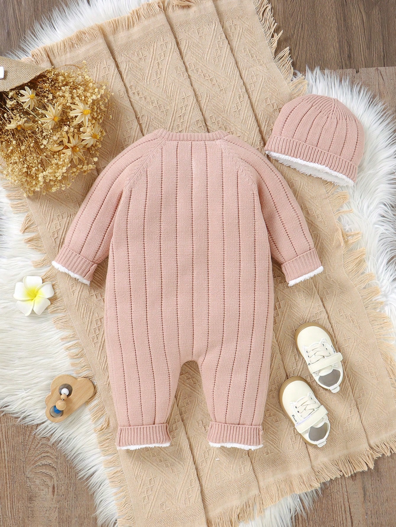 بدلة قطنية شتوية قطعة واحدة ببطانة حرارية وقبعة لل...