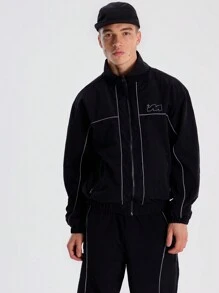 Musero Men M Panel Contrast Tracksuit Jacket - Black - View 3