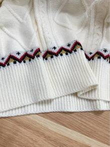 SHEIN MOOSTA Áo len dệt kim cổ tròn cỡ lớn họa tiết người bánh gừng dành cho mùa thu đông. - Nhiều màu - Xem 5