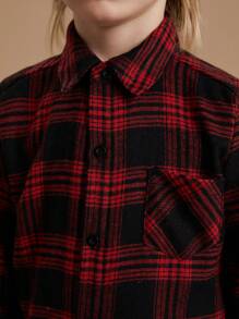PrepCrw Camicia a maniche lunghe con colletto, a quadri, per ragazzi, rossa, per l'autunno/inverno - Rosso - Visualizzare 5
