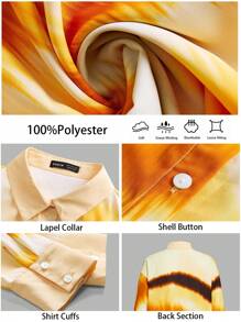 BizChic Camisa de manga larga con estampado navideño, camisa de manga larga amarilla de Acción de Gracias, ropa de invierno