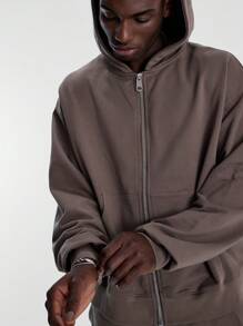 Musero Zip Up Faded Wash Hooded Sweatshirt