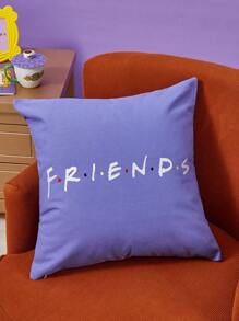 FRIENDS X SHEIN Taie d'oreiller décorative avec impression de lettre à paillettes réversibles, cadre, idéal pour les cadeaux