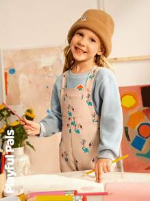 SHEIN 1 bộ quần yếm in họa tiết hoạt hình dễ thương/cổ điển/thường ngày/trở lại trường dành cho cả nam và nữ, phù hợp cho bé trai và bé gái, phù hợp cho đi học và chơi ngoài trời, mùa xuân/thu/đông - Nhiều màu - Xem 15