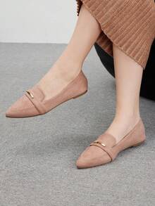 CUCCOO BIZCHIC Giày lười đế bằng màu hồng thời trang dành cho nữ, thích hợp khi đi làm, hẹn hò, tiệc tùng, đi chơi bình thường - Hồng - Xem 5