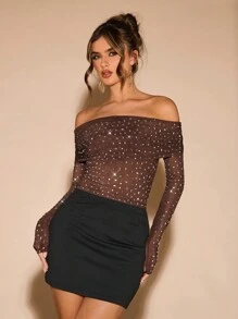 SHEIN BAE Blusas para mujer para usar en verano, en la playa, paseos casuales, salidas nocturnas, fiestas, conciertos y festivales de música - Café integral - Ver 1