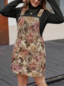 Flirla 大码女式花卉图案休闲吊带连衣裙