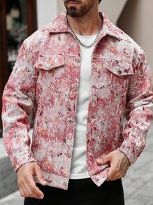 Manfinity Homme Men's Casual Vacation Style All-Over Floral Print Jacket With Flap Details