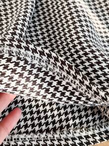 Baby Girl Houndstooth Patchwork Printed Dress, Autumn/Winter - Black - View 7