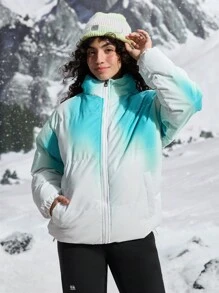 In My Nature Women's Winter Gradient Color Padded Jacket, Fashion Outdoor/Camping/Hiking/Commuting Wear Winter Women Tops,Women's Fall & Winter Outdoor  Jacket - Blue - View 7