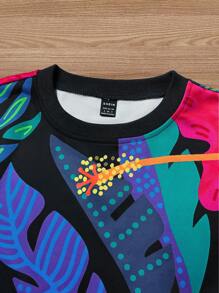 INAWLY Áo nỉ nữ in họa tiết hổ và hoa phối màu, thích hợp cho mùa thu, lễ tốt nghiệp, giáo viên, hoặc đi học trở lại. - Nhiều màu - Xem 3