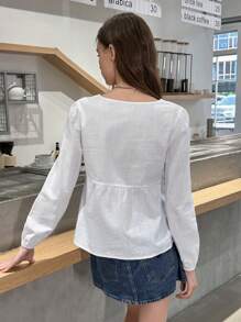 INAWLY Women's Casual Solid Color Lantern Sleeve Blouse, Autumn