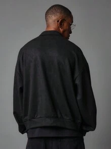 SUMWON Áo khoác thể thao kiểu dáng Bomber có khóa kéo thiết kế thời trang đường phố trang phục đô thị chữ Varsity cổ điển vừa vặn thường ngày áo khoác ngoài thu đông đồ thể thao giải trí trẻ em - màu đen - Xem 4