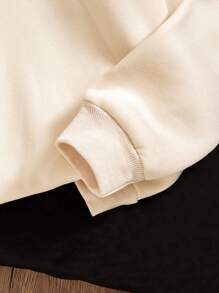 Áo nỉ cổ tròn lót nhiệt màu kaki nhạt dành cho nữ, trang phục phù hợp cho mùa thu đông cho mẹ và bé (3 sản phẩm được bán riêng) - Màu Khaki - Xem 5