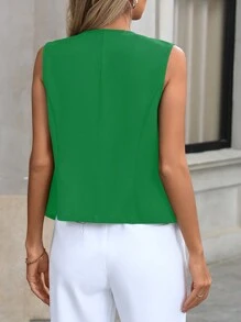 SHEIN Clasi Elegante en modieuze effen V-halsvest voor dames, geschikt voor woon-werkverkeer