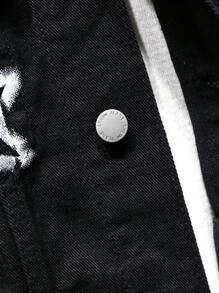 Manfinity EMRG Áo khoác nam Graffiti Star dáng rộng denim giặt đen - màu đen - Xem 5