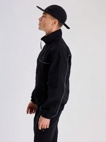 Musero Men M Panel Contrast Tracksuit Jacket - Black - View 2