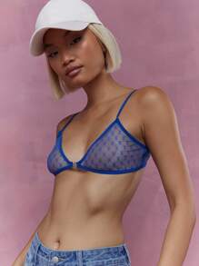 MISSGUIDED 透明网眼文胸三角短款上衣吊带背心精致星星图案蕾丝内衣文胸休闲内衣轻薄夏季睡衣