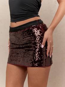 MISSGUIDED Y2K未来主义亮片紧身迷你裙圣诞节 - 酒紅色 - 查看 3