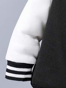 SHEIN 2 件/套年轻男孩简约棒球夹克和运动裤，适合休闲、学校、秋冬季。这款保暖内衬运动衫为室内和室外穿着提供额外的温暖。简约设计时尚，印花细节增添视觉趣味。这是一套必备的服装。 - 彩色 - 查看 6