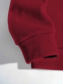 INAWLY 风景山脉图形和字母印花休闲圆领女式长袖运动衫，秋冬 - 酒紅色 - 查看 6